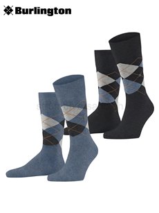 EVERYDAY ARGYLE chaussettes Burlington pour hommes - 6797 denim mel.