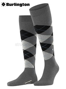 EDINBURGH chaussettes hautes de Burlington - 3180 asphalt mel.